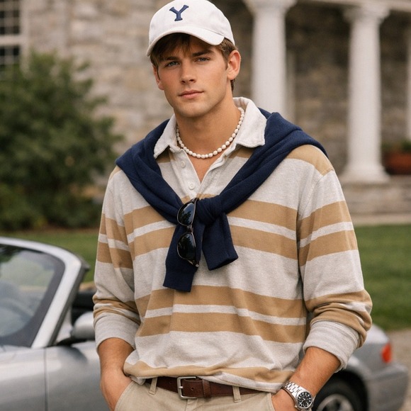 American Eagle Outfitters Other - American Eagle Outfitters Mens Rugby Shirt Long Sleeve Stripe Classic Fit L